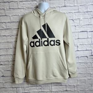 NWT Adidas Hoodie Mens Size Large Big Logo Pullover Beige TINY FLAW